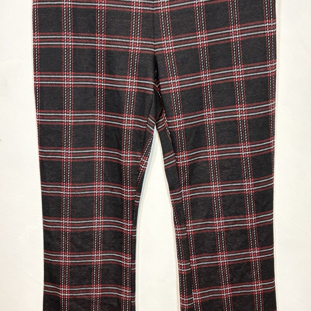 No Boundaries Size L Plaid Flare Leg Pull On Pants Legging Check Grunge Academia - Picture 7 of 8